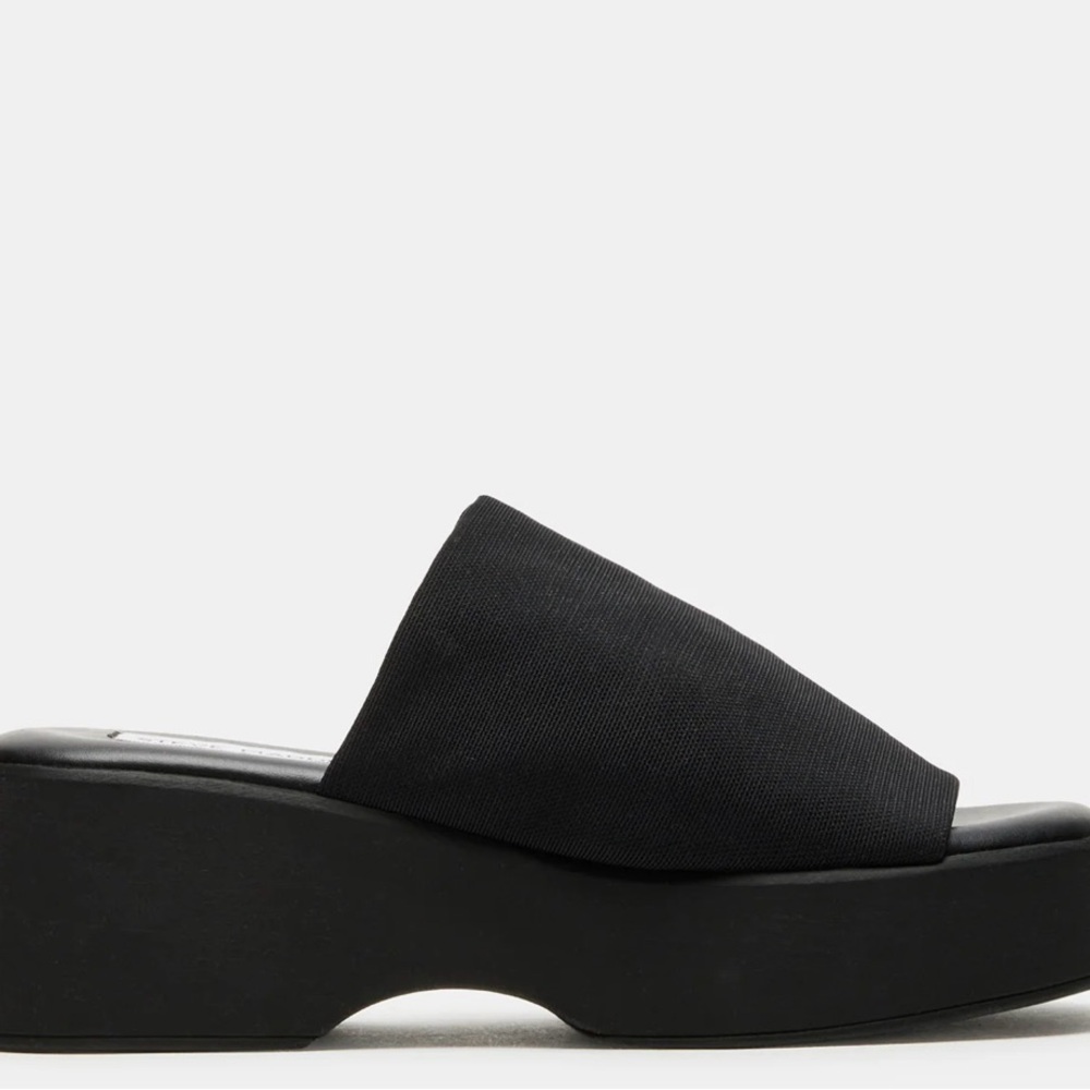 Steve Madden Black Platform Slide Sandals